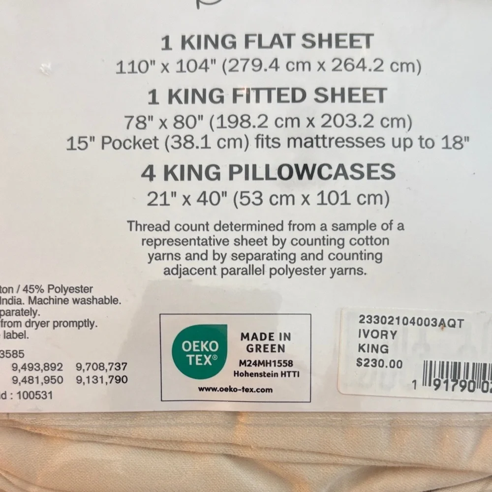 Cream 6 Piece Sheet Set